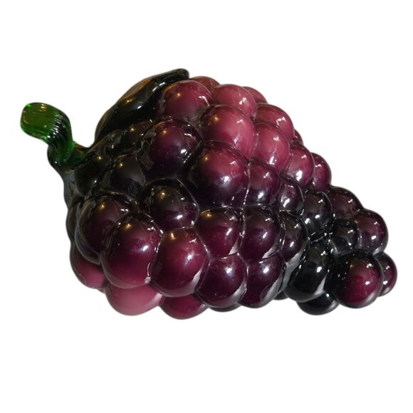 Vintage Handcrafted Glass Grape Cluster Sculpture Paperweight Decor - Picture 2 of 12